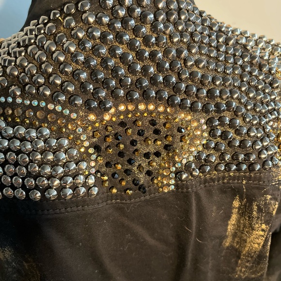 Moda Luxe Embellished Black Jean Jacket - Picture 7 of 9